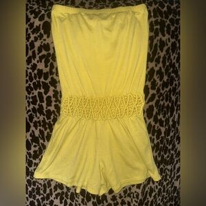 L8teR Yellow strapless romper